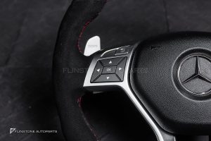 พวงมาลัย พร้อม Airbag สำหรับ W207 E-Class หนังดำ ด้ายแดง กรอบสี ดำ-เงิน