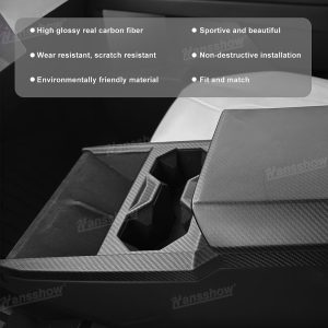กล่องเก็บของในรถ คอนโซลกลาง Hansshow Tesla Cybertruck (CARBON COVER FIBER)