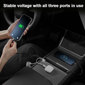 กล่องเก็บของในรถ คอนโซลกลาง Hansshow Tesla Model Y Juniper (RETRACTABLE CHARGING CABLES)