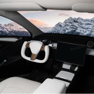 พวงมาลัย พวงมาลัย Hansshow Tesla Model Y (Y/3WHITE GRAIN WOOD)