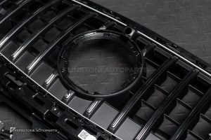 กระจังหน้า LED สำหรับ W214 E-Class ทรง GT สีดำเงา-โครเมี่ยม มีกล้อง แท้
