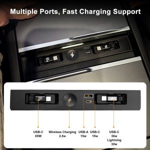 กล่องเก็บของในรถ คอนโซลกลาง Hansshow Tesla Model Y L (RETRACTABLE CHARGING WIRELESS)