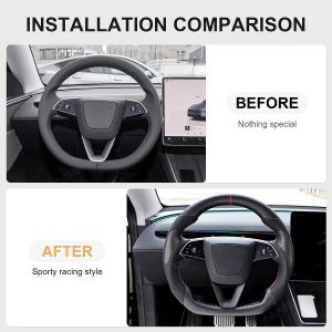 พวงมาลัย พวงมาลัย Hansshow Tesla Model Y Juniper Highland (SPORT/RACING D-SHAPED REAL)