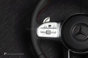 คอพวงมาลัย+พวงมาลัย พร้อม Airbag สำหรับ Mercedes-Benz C238 E-Class ก้านสีโครเมี่ยม หนังสีดำ ด้ายสีแดง