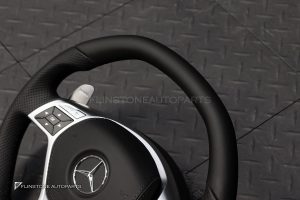 พวงมาลัย พร้อม Airbag สำหรับ W212 E-Class หนังดำ ด้ายดำ ก้านสีโครเมี่ยม