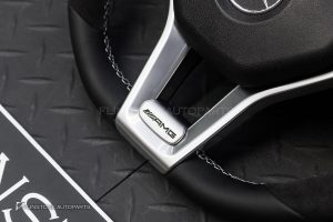 พวงมาลัย พร้อม Airbag สำหรับ W207 E-Class หนังAlcantaraดำ ด้ายขาว ก้านสีโครเมี่ยม