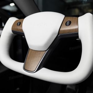 พวงมาลัย พวงมาลัย Hansshow Tesla Model Y (Y/3WHITE GRAIN WOOD)