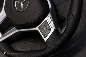 พวงมาลัย พร้อม Airbag สำหรับ W212 E-Class หนังดำ ด้ายดำ ก้านสีโครเมี่ยม