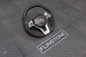 พวงมาลัย พร้อม Airbag สำหรับ W207 E-Class หนังAlcantaraดำ ด้ายขาว ก้านสีโครเมี่ยม
