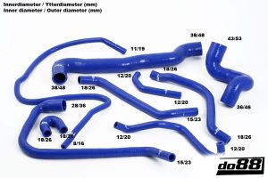 ท่อน้ำหล่อเย็น do88 สีน้ำเงิน สำหรับ SAAB 900/9-3 Turbo 94-00