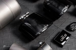 ชุดท่อ USUS EXHAUST TITANIUM สำหรับ PORSCHE CAYENNE 9Y0 สีไทเท ทรง Turbo GT ปลายออกคู่กลาง
