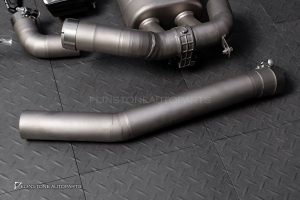 ชุดท่อ USUS EXHAUST TITANIUM สำหรับ PORSCHE CAYENNE 9Y0 สีไทเท ทรง Turbo GT ปลายออกคู่กลาง