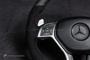 พวงมาลัย พร้อม Airbag สำหรับ W207 E-Class หนังดำ ด้ายแดง กรอบสี ดำ-เงิน