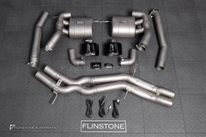 ชุดท่อ USUS EXHAUST TITANIUM สำหรับ PORSCHE CAYENNE 9Y0 สีไทเท ทรง Turbo GT ปลายออกคู่กลาง