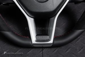 พวงมาลัย พร้อม Airbag สำหรับ W207 E-Class หนังดำ ด้ายแดง กรอบสี ดำ-เงิน