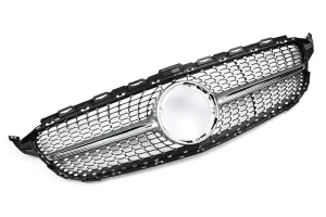 กระจังหน้า Benz W205 C-Class ทรง Diamond สีเงิน ไมเนอร์เชนจ์