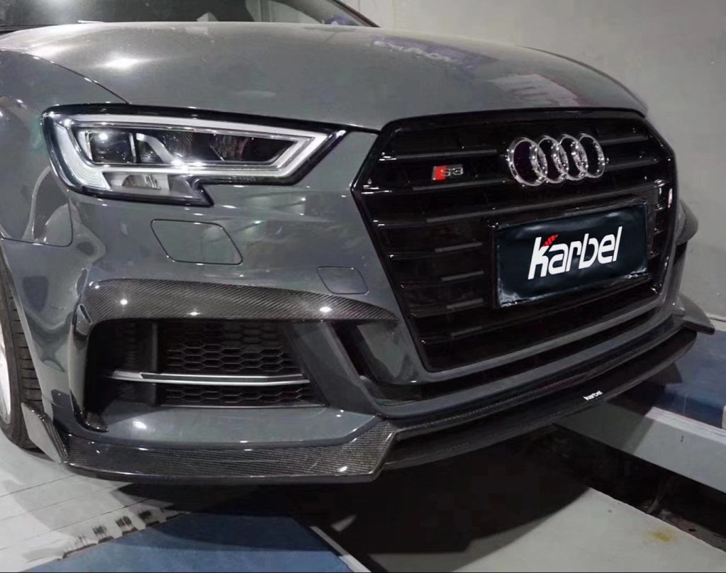 ลิ้นหน้า Carbon Fiber Audi S3 A3 S-bumper Hatchback ทรง Karbel กันชน S ปี 2017-2020