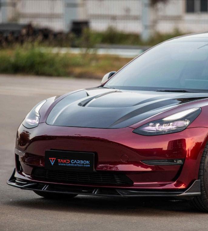 ลิ้นหน้า Carbon Fiber Tesla Model 3 ทรง TAKD ปี 2017-2023