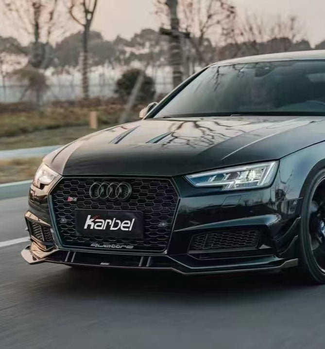 ลิ้นหน้า Carbon Fiber Audi S4 A4 S Line B9 ทรง Karbel Ver.2 S-Line ปี 2017-2018