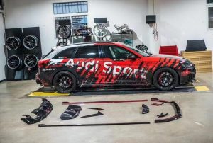 สเกิร์ตข้าง Carbon Fiber Audi RS4 B9 / B9.5 ทรง Karbel ปี 2018-ON