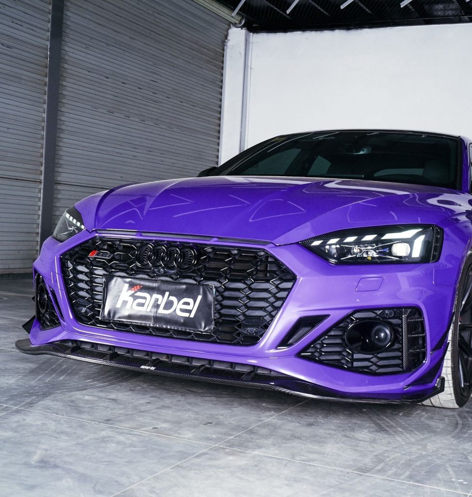 ลิ้นหน้า Carbon Fiber Audi RS5 B9.5 ทรง Karbel Dry Carbon ปี 2020-2025