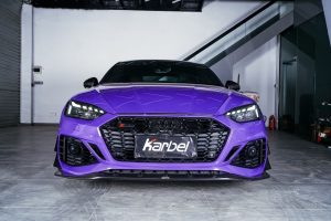 ลิ้นหน้า Carbon Fiber Audi RS5 B9.5 ทรง Karbel Dry Carbon ปี 2020-2025