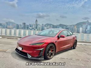 ลิ้นหน้า Carbon Fiber Tesla Model 3 Highland Performance ทรง Karbel Dry Carbon ปี 2024-ON