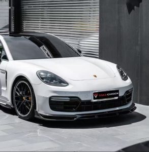ลิ้นหน้า Carbon Fiber Porsche Panamera 971.1 971.2 GTS ทรง TAKD V2 Dry Carbon ปี 2017-2023