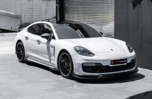 ลิ้นหน้า Carbon Fiber Porsche Panamera 971.1 971.2 GTS ทรง TAKD V2 Dry Carbon ปี 2017-2023