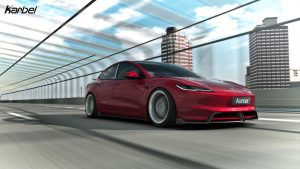 สเกิร์ตข้าง Carbon Fiber Tesla Model 3 Highland / P ทรง Karbel Dry Carbon ปี 2024-ON