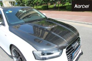 ฝากระโปรงหน้า Carbon Fiber Audi RS4 S4 A4 S-line B8.5 ทรง Karbel S-Line ปี 2013-2016