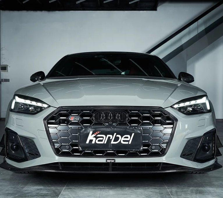 กระจังหน้า Carbon Fiber Audi S5 A5 S-bumper B9.5 ทรง Karbel กันชน S ปี 2020-2025
