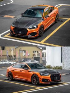 ลิ้นหน้า Carbon Fiber Audi RS5 B9 ทรง Karbel ปี 2017-2019