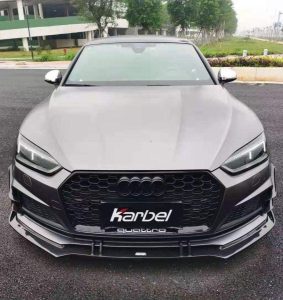 ลิ้นหน้า Carbon Fiber Audi S5 A5 S-bumper B9 ทรง Karbel V1 กันชน S