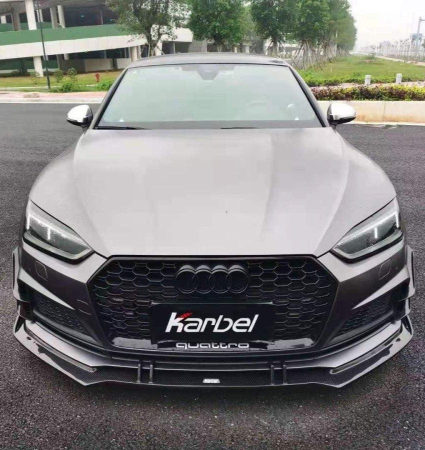 ลิ้นหน้า Carbon Fiber Audi S5 A5 S-bumper B9 ทรง Karbel V1 กันชน S