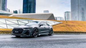 ลิ้นหน้า Carbon Fiber Audi RS7 RS6 C8 ทรง Karbel Dry Carbon ปี 2020-ON (Center Front Lip)