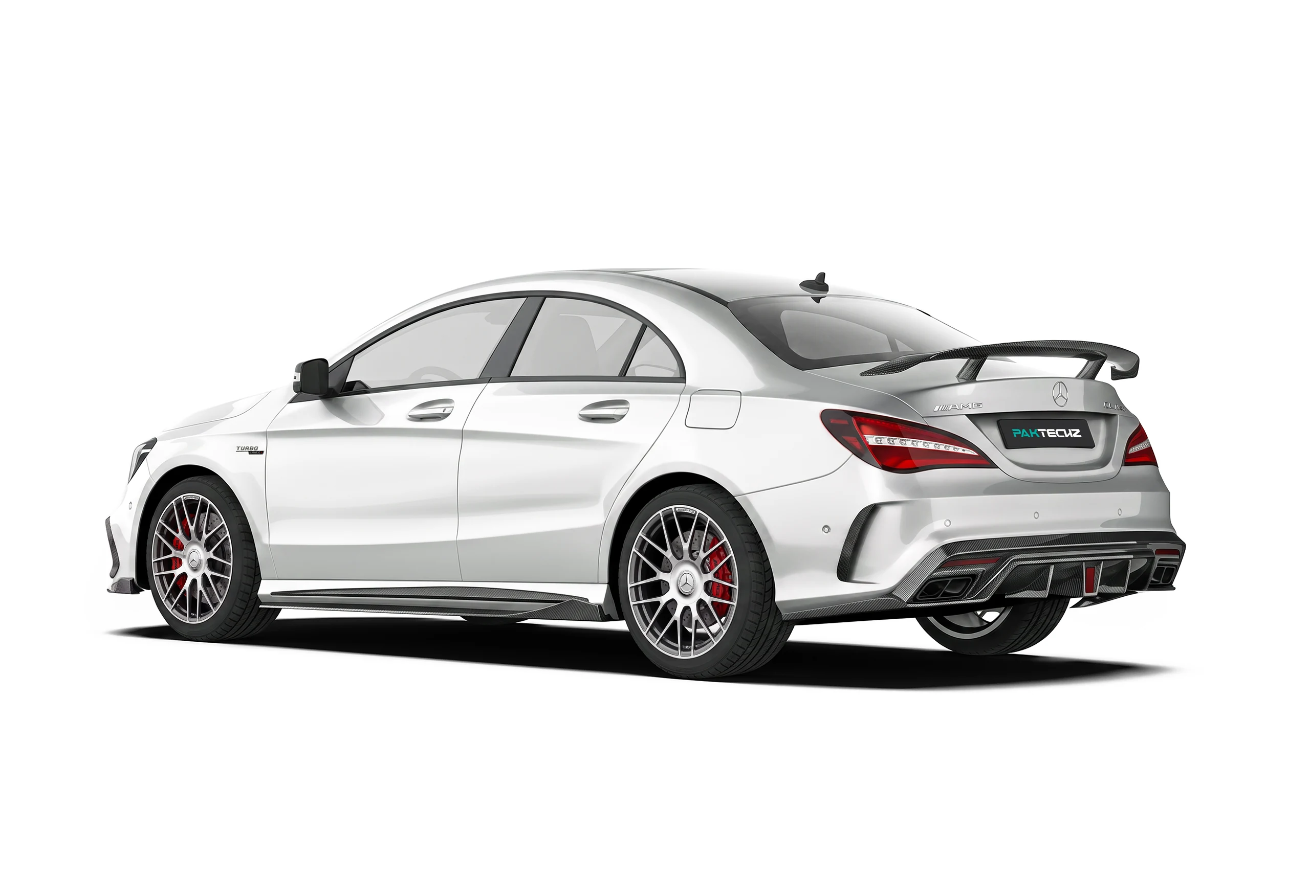 มุมท้าย Mercedes-Benz CLA W117 C117 พร้อมดิฟฟิวเซอร์คาร์บอนไฟเบอร์ PAKTECHZ