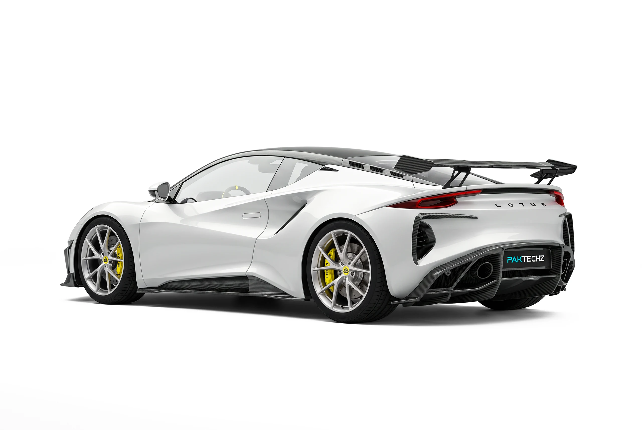 มุมท้าย Lotus Emira พร้อมปีกหลังคาร์บอนไฟเบอร์ PAKTECHZ