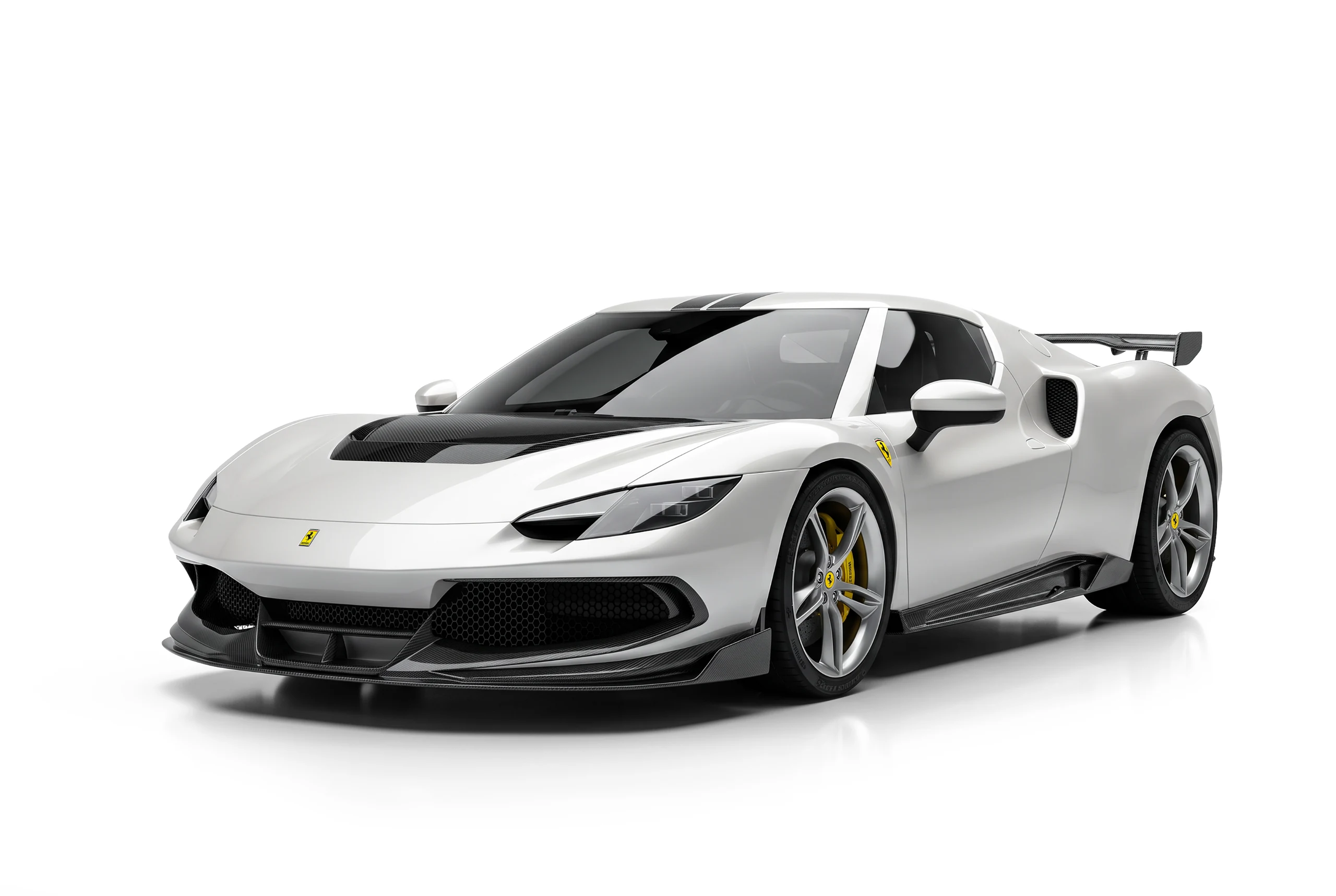 Ferrari 296 GTB สีแดงติดตั้งชุดแต่งคาร์บอนไฟเบอร์ PAKTECHZ มองจากด้านหน้าเฉียง
