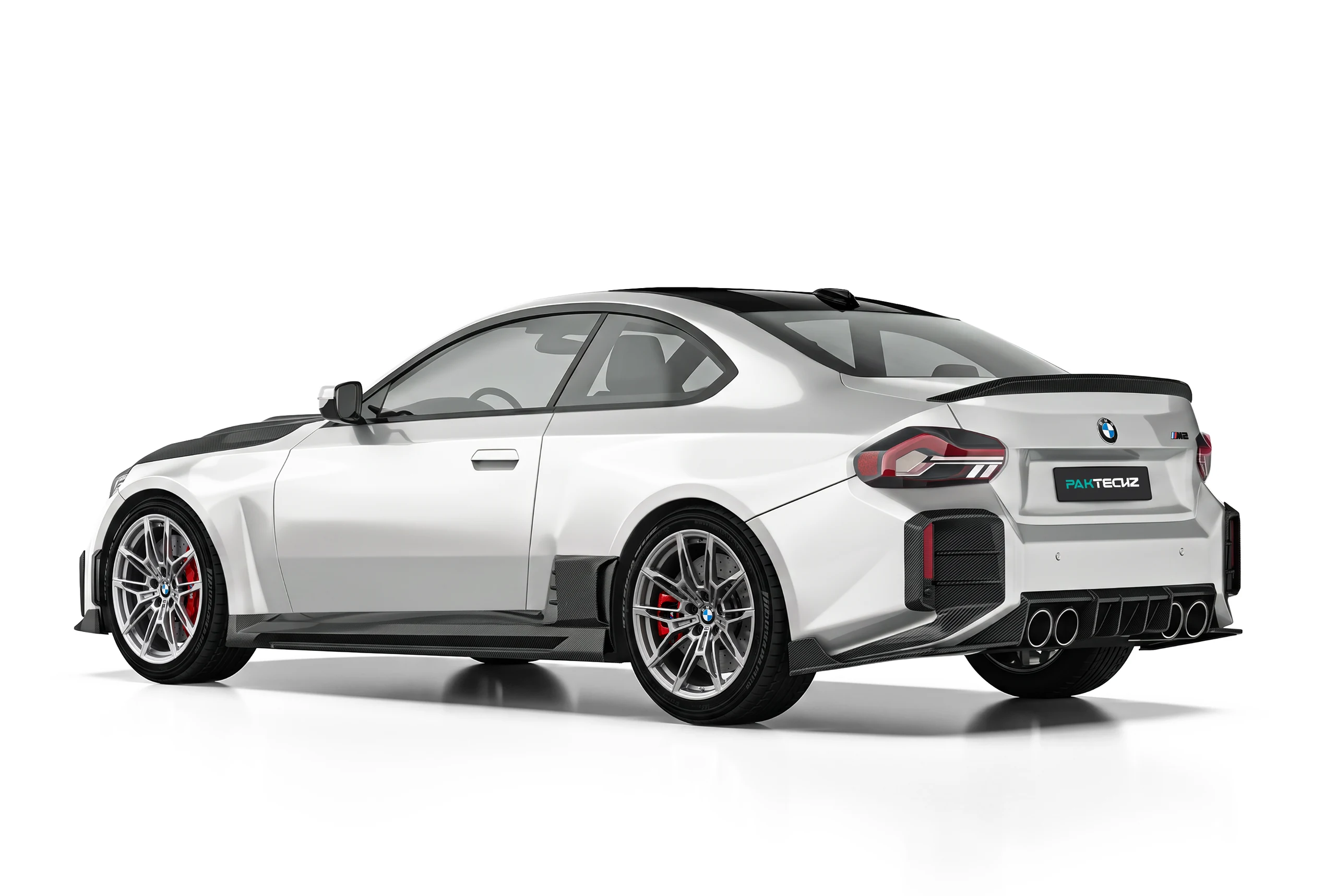 BMW M2 G87 มุมท้ายเฉียง ติดตั้งชุดแต่ง Ver.1 คาร์บอนไฟเบอร์ PAKTECHZ