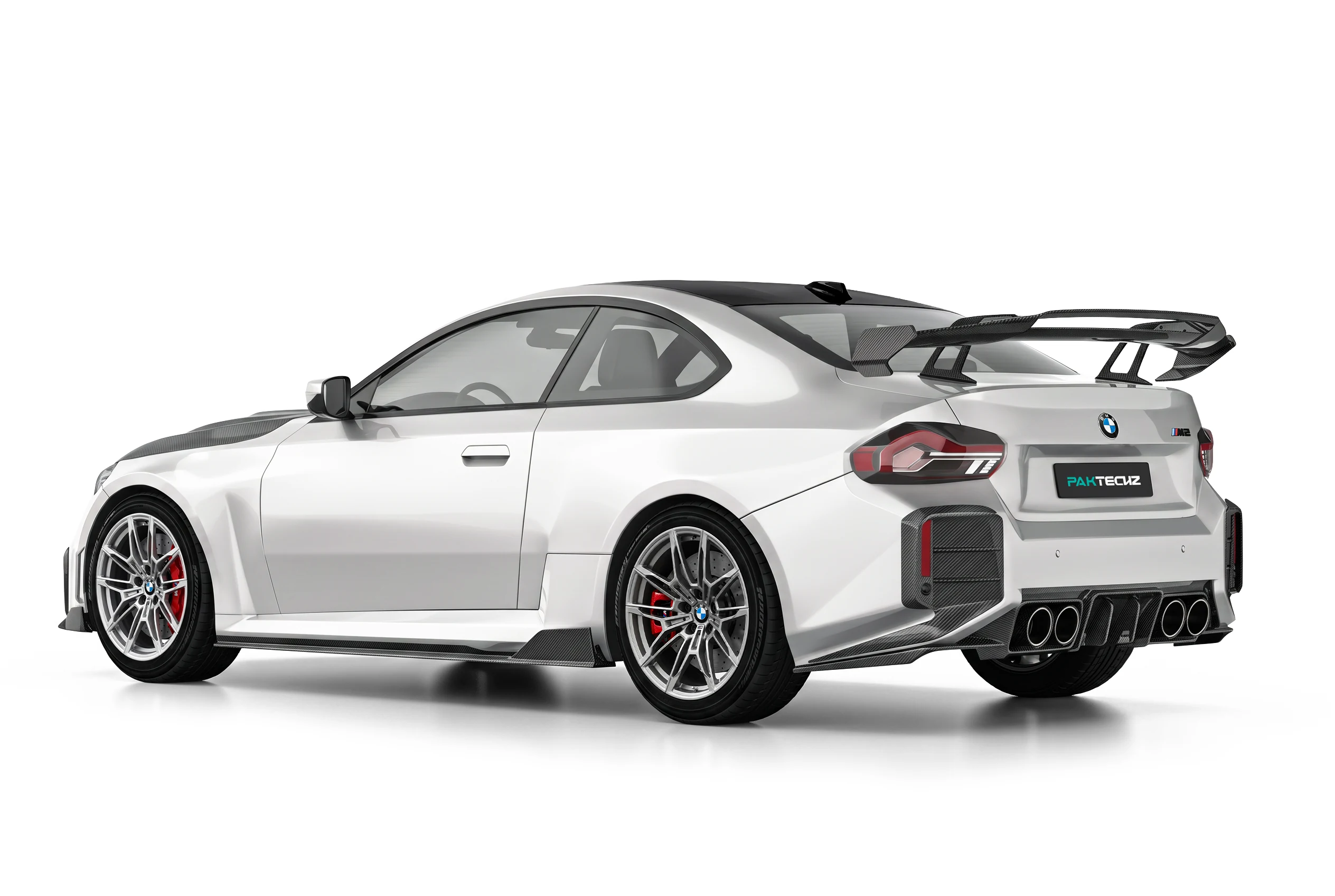BMW M2 G87 มุมข้าง ติดตั้งชุดแต่งคาร์บอนไฟเบอร์ Ver.2 PAKTECHZ