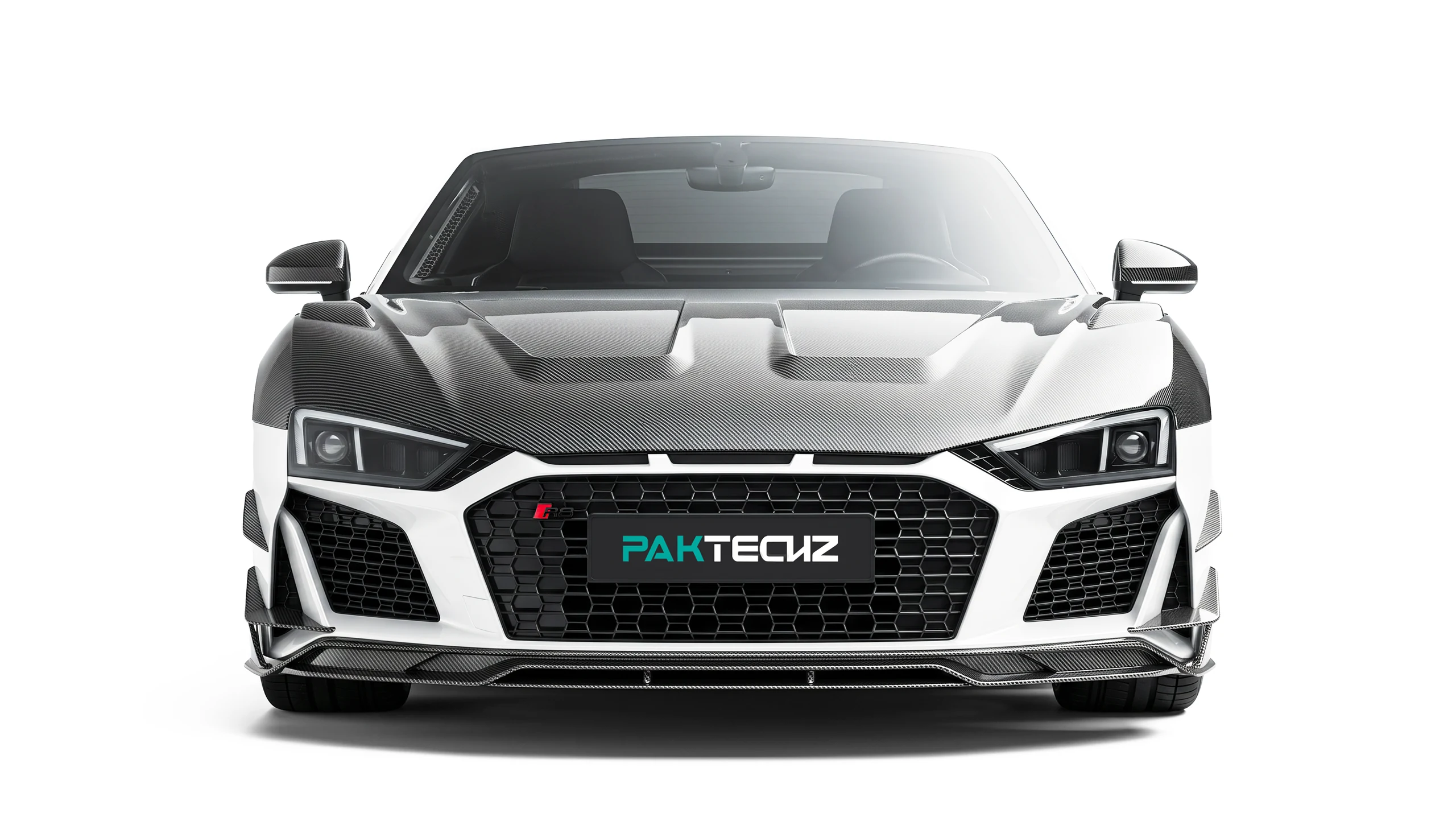 ลิ้นหน้าและฝากระโปรงคาร์บอนไฟเบอร์ PAKTECHZ สำหรับ Audi R8