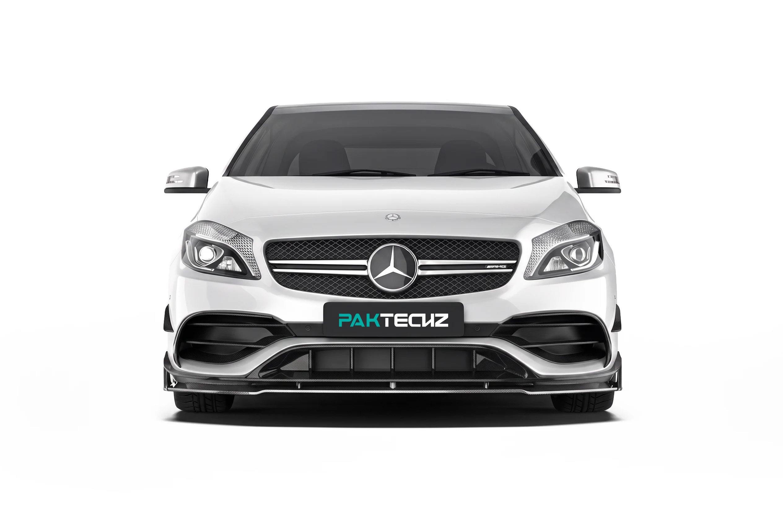สปลิตเตอร์ลิ้นหน้าคาร์บอนไฟเบอร์ PAKTECHZ สำหรับ Benz A-Class W176