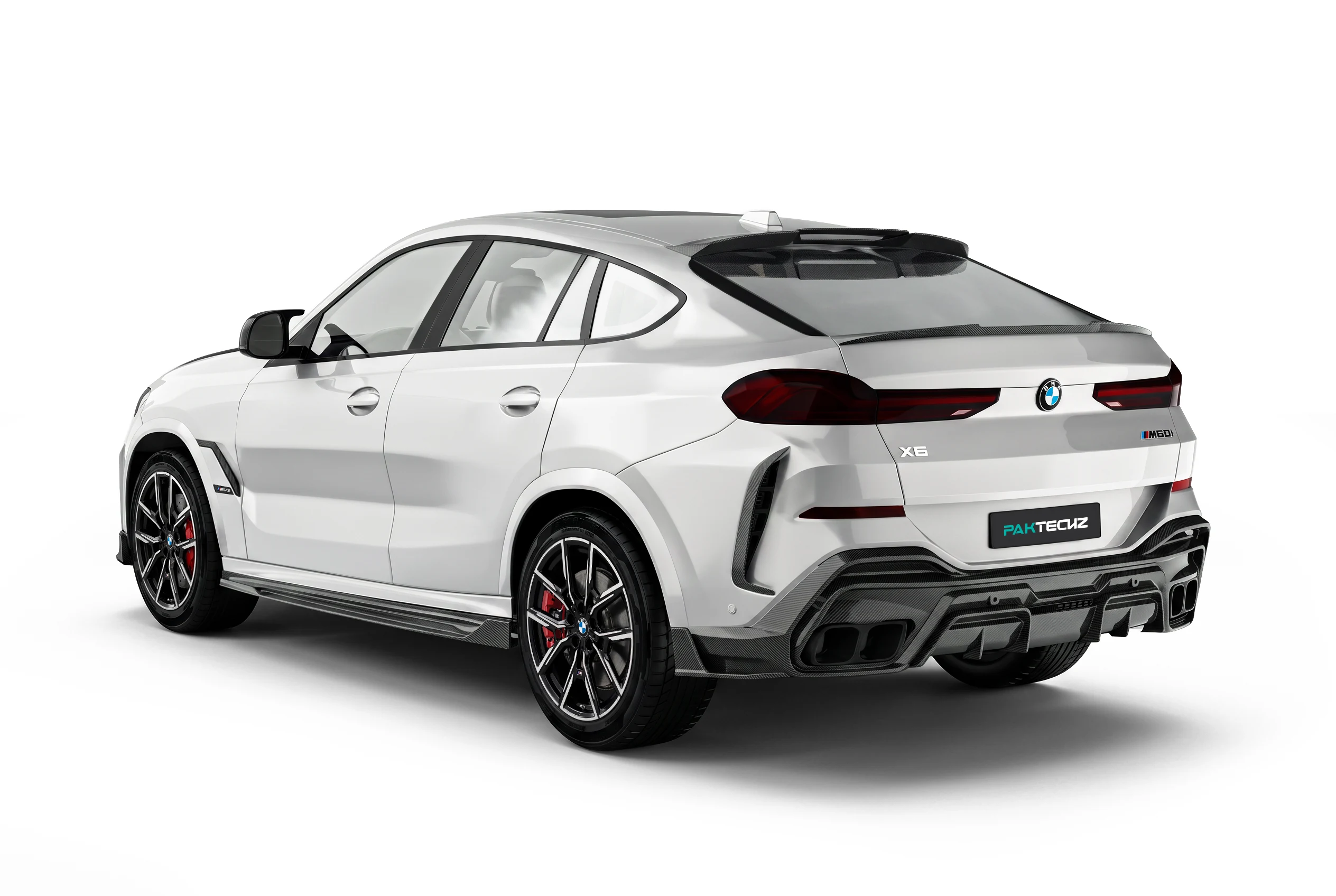BMW X6 G06 มุมท้ายเฉียง ติดตั้งชุดแต่งคาร์บอนไฟเบอร์ PAKTECHZ