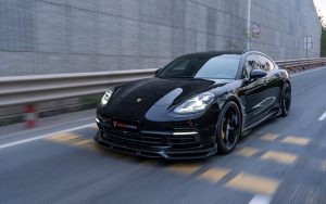 ลิ้นหน้า Carbon Fiber Porsche Panamera 971.1 RWD/Base/4/4S ทรง TAKD V1 Dry Carbon ปี 2017-2020