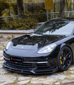 ลิ้นหน้า Carbon Fiber Porsche Panamera 971.1 RWD/Base/4/4S ทรง TAKD V1 Dry Carbon ปี 2017-2020