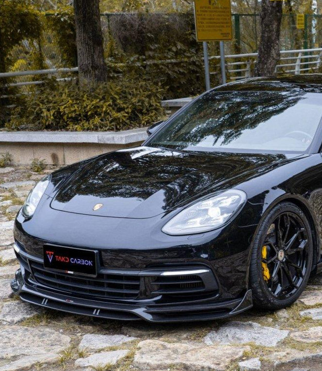 ลิ้นหน้า Carbon Fiber Porsche Panamera 971.1 RWD/Base/4/4S ทรง TAKD V1 Dry Carbon ปี 2017-2020