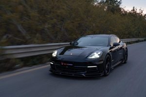 ลิ้นหน้า Carbon Fiber Porsche Panamera 971.1 RWD/Base/4/4S ทรง TAKD V1 Dry Carbon ปี 2017-2020