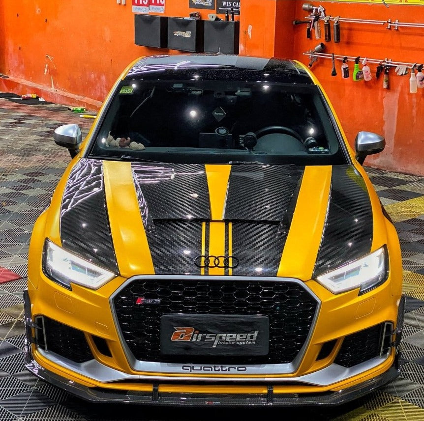 ฝากระโปรงหน้า Carbon Fiber Audi RS3 S3 A3 8V 8V.5 ทรง TAKD ปี 2014-2020