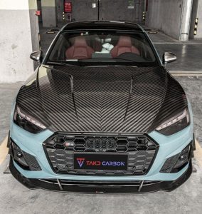 ฝากระโปรงหน้า Carbon Fiber Audi RS5 S5 A5 B9 B9.5 Fiber ทรง TAKD ปี 2017-2025